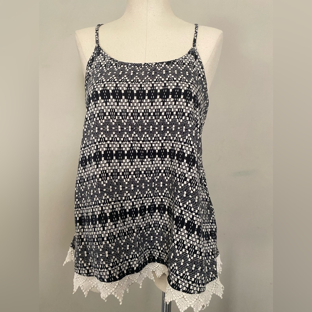 Mossimo Supply Co. Black and White Patterned Camisole,Old Navy black top - Picture 3 of 13